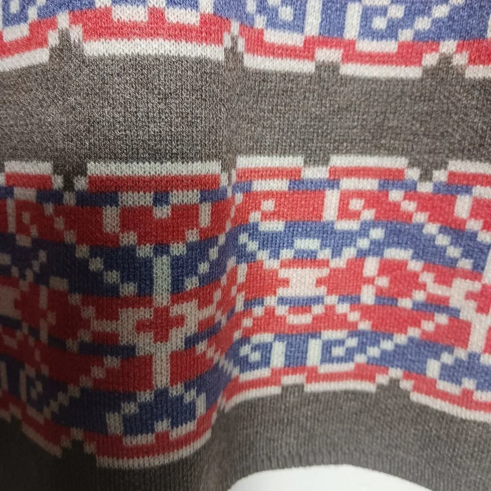 Aventura Eco Merino Wool Blend Sweater Skirt, Brown W/ Colorwork Pattern, Sz S